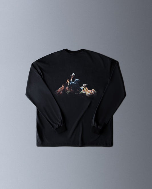Alan Walker Heading Home Longsleeve back flat lay in black with the painted Heading Home crowd scene