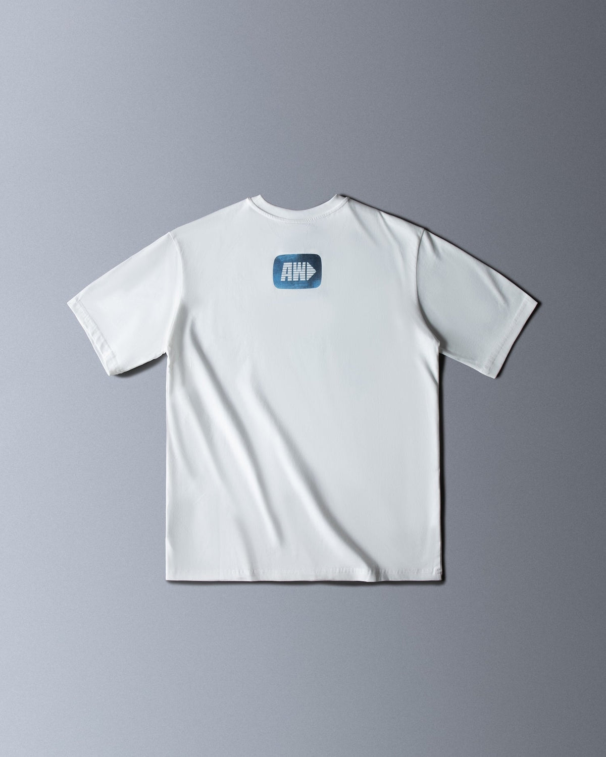 Alan Walker Faded Play T-shirt back view, showing the blue AW arrow logo printed between the shoulders