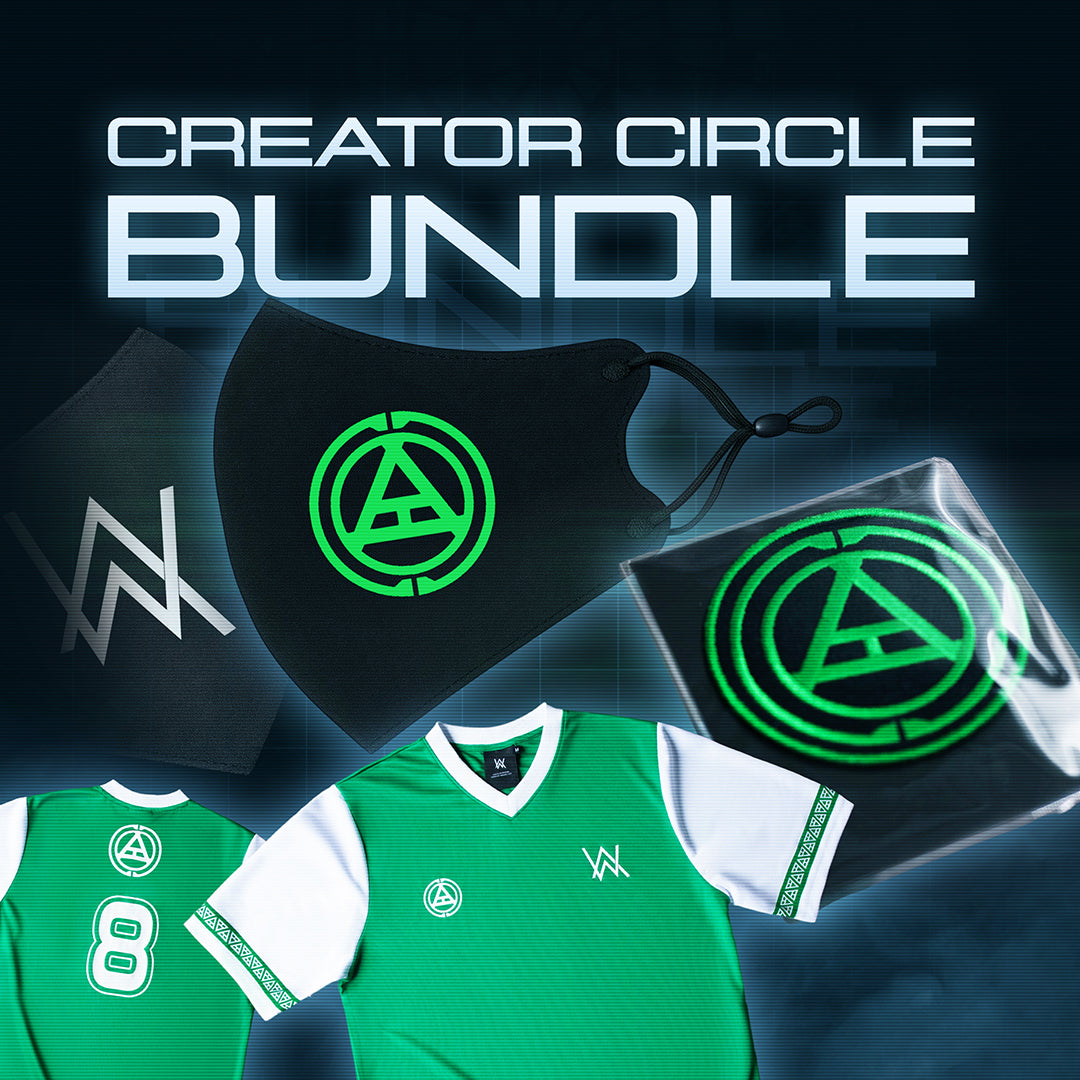Alan Walker Creator Circle Tribe Bundle artwork with the green jersey, face mask and circle patch together