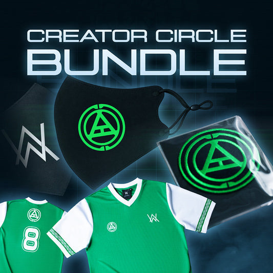 Alan Walker Creator Circle Tribe Bundle artwork with the green jersey, face mask and circle patch together