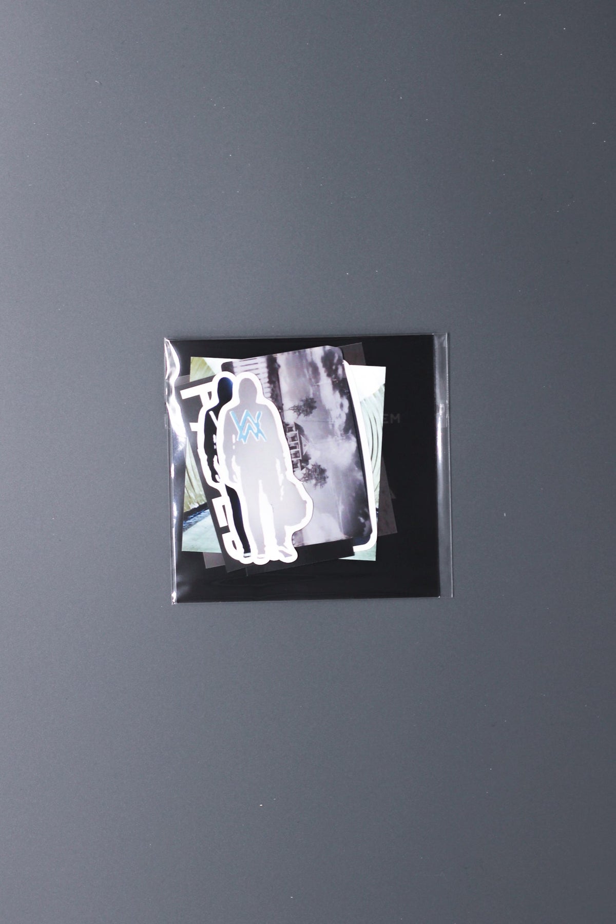 Alan Walker Faded Sticker Pack in its sealed packet, hooded figure and monochrome Faded decals inside