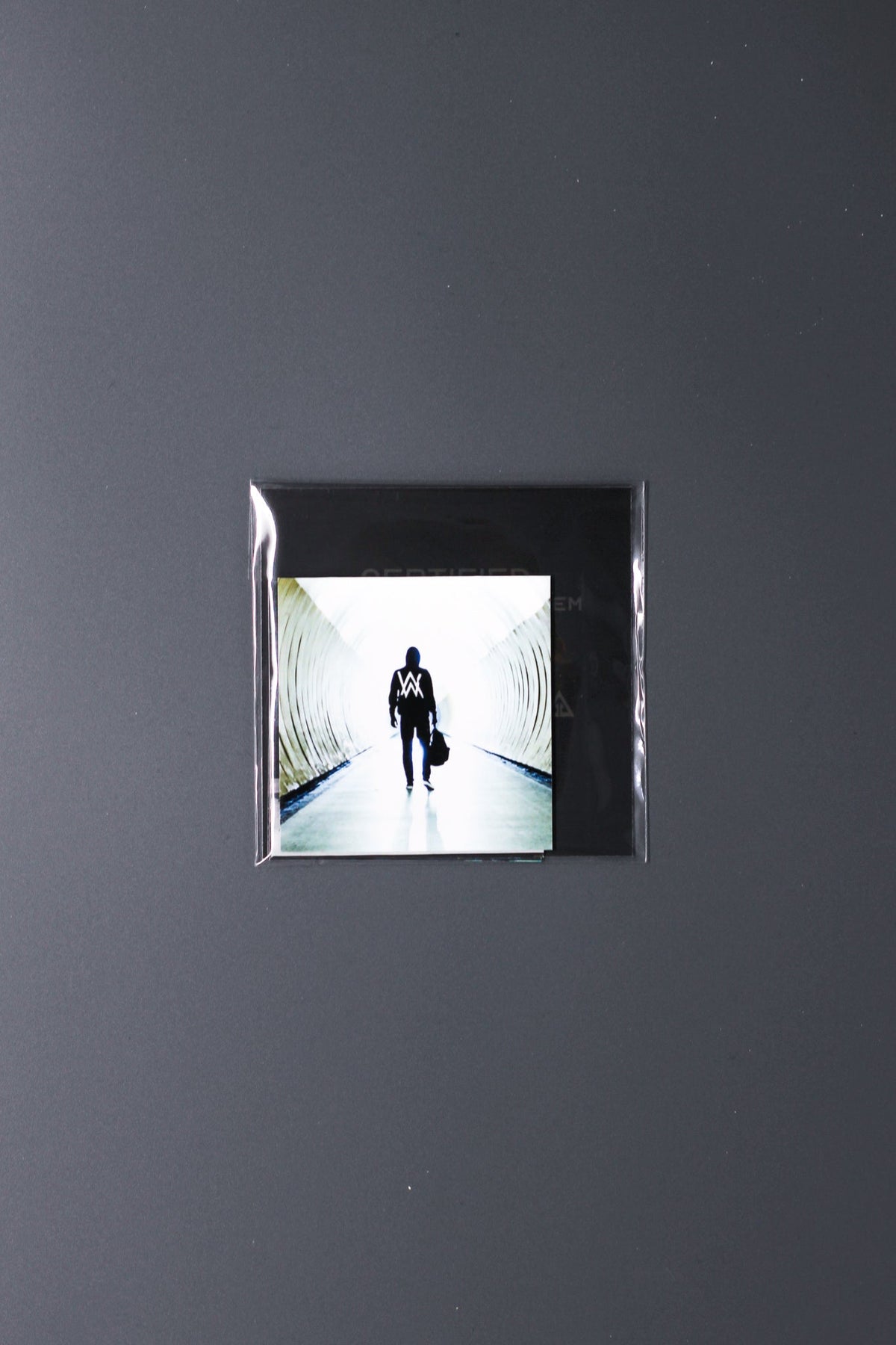 Alan Walker Artwork Sticker Pack in its sealed sleeve, tunnel scene sticker showing through the clear packet