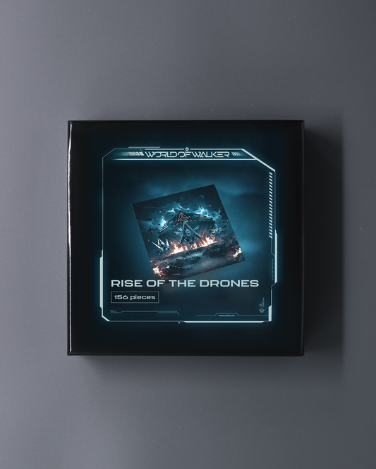Alan Walker Rise of the Drones Puzzle in its black World of Walker box with glowing blue drone cover artwork