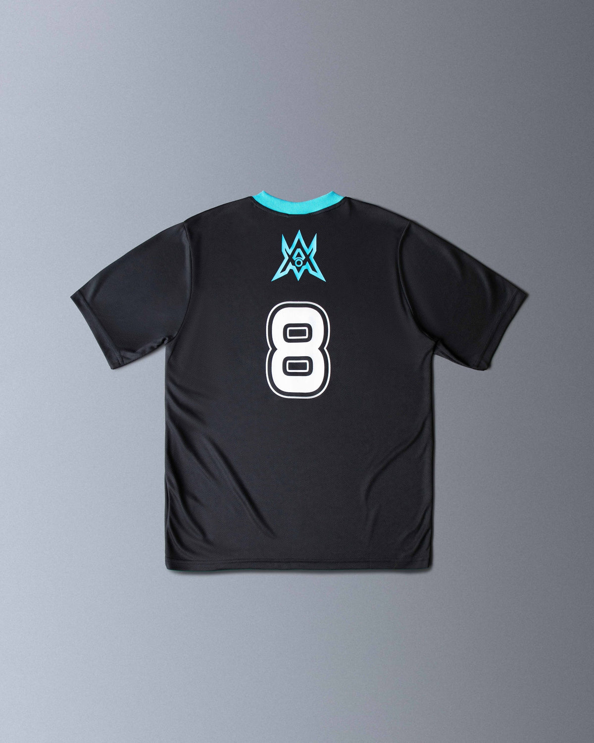 Alan Walker Unity Force Tribe Bundle jersey back, black with cyan tribe crest above a bold white number 8