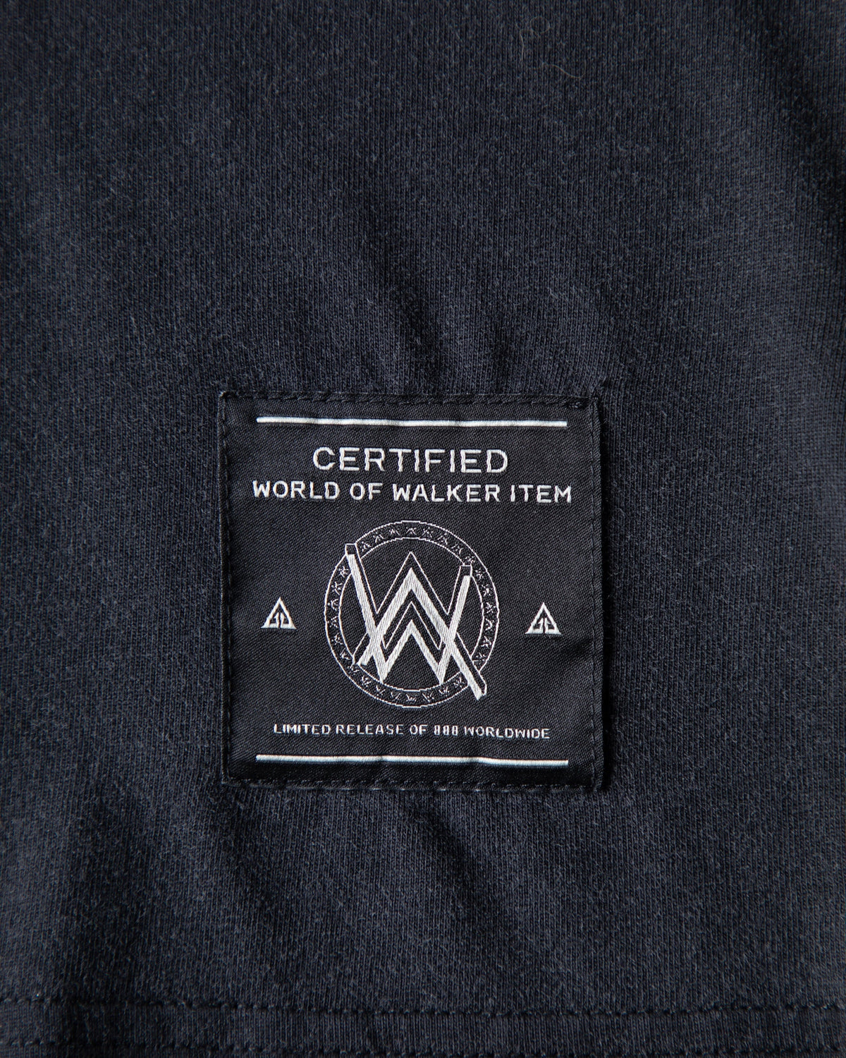 Alan Walker Heading Home Longsleeve hem detail with the black woven World of Walker label