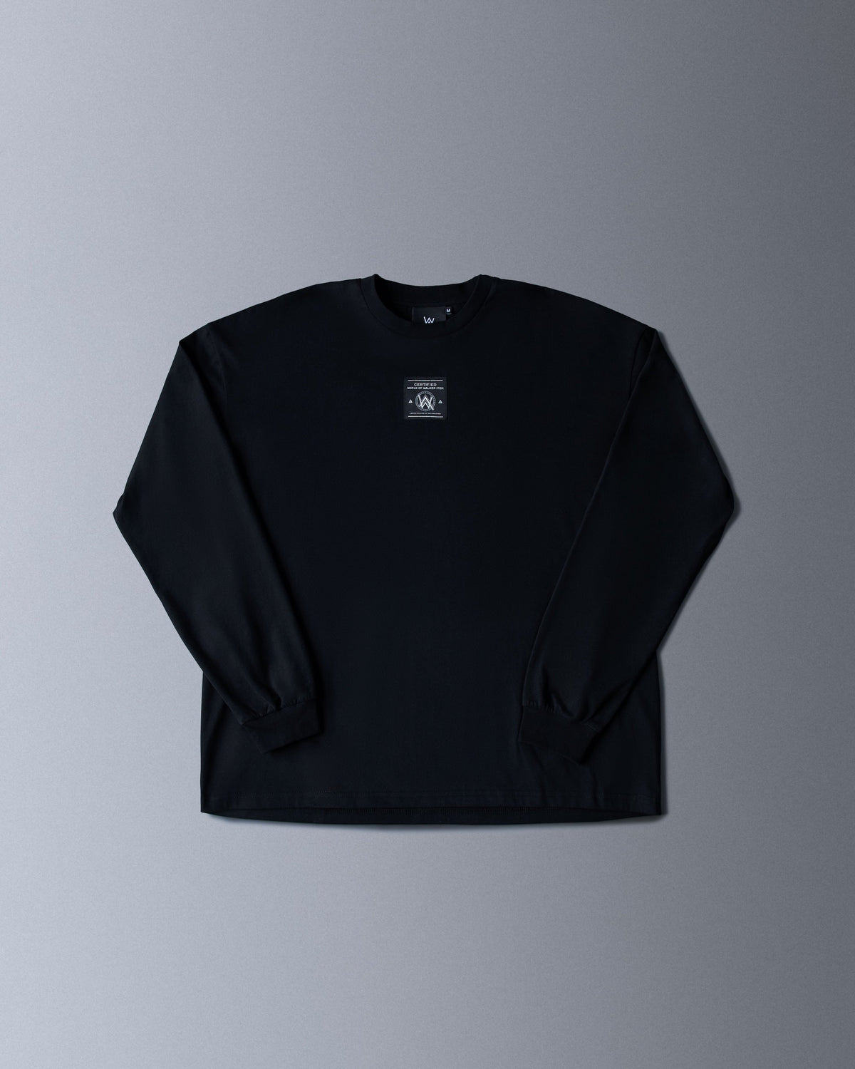 Alan Walker Prophecy Disc VIII Longsleeve front flat lay, plain black long sleeve tee with small chest label