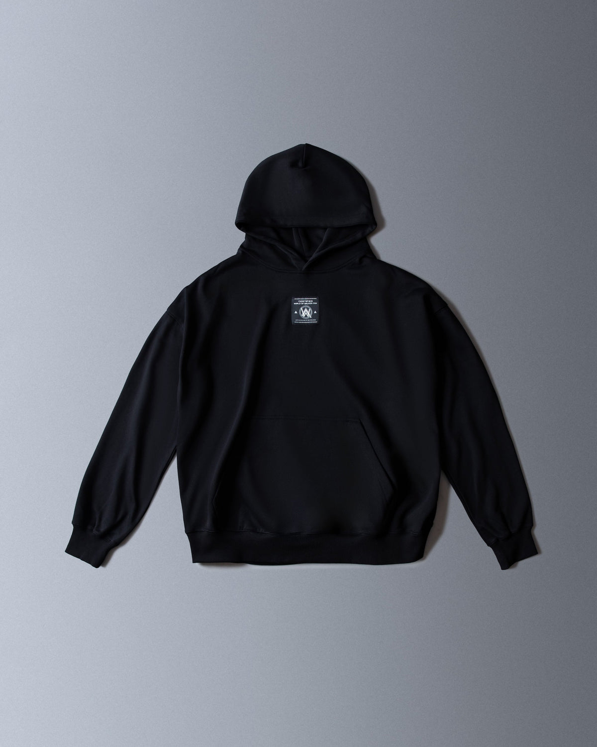 Alan Walker Prophecy Disc VIII Hoodie front flat lay in black with small square Walker chest label