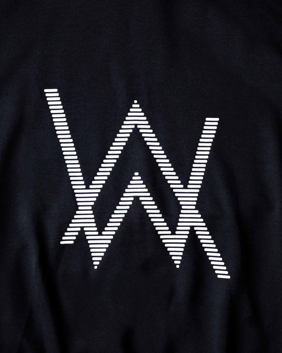 Alan Walker World of Walker Skyline Hoodie back print macro, striped white AW logo on black brushed fleece