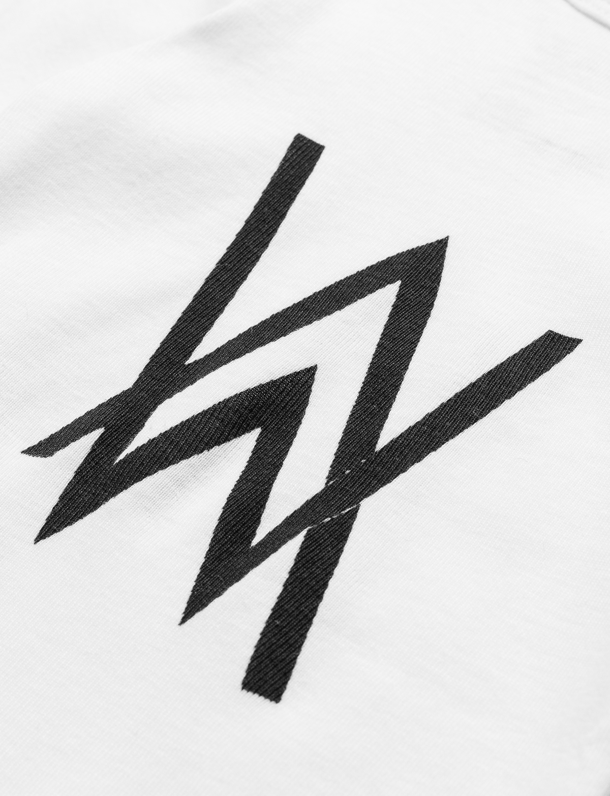 Alan Walker Future Walker Baby Body logo detail, bold black AW monogram printed on white baby cotton