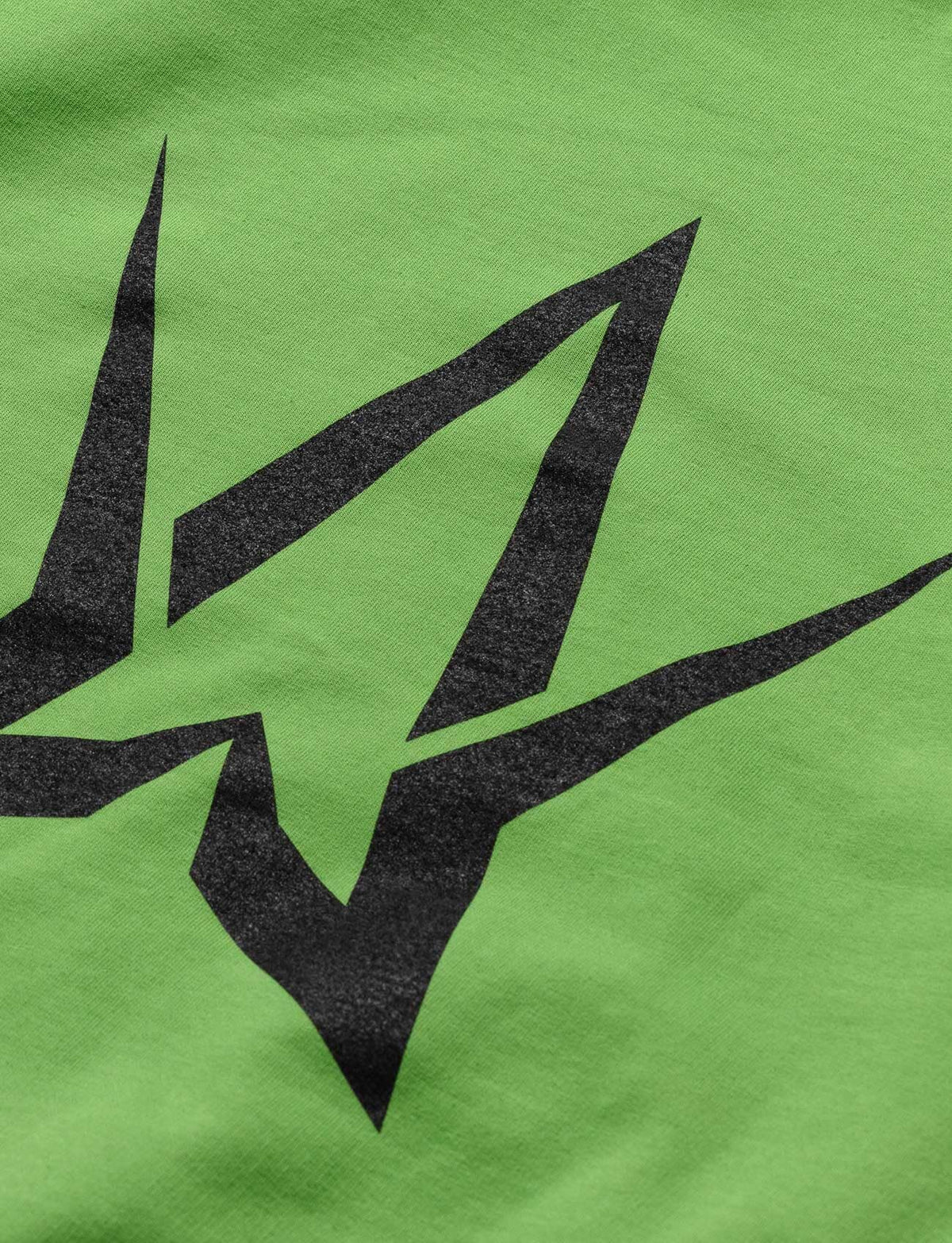 Alan Walker Stage Hoodie green back print macro, sharp black star emblem on bright green cotton