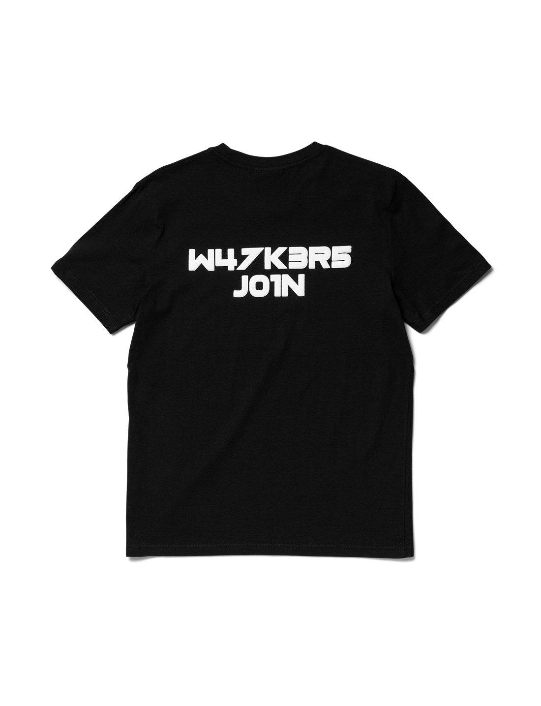 Alan Walker Core W47K3R5 J01N T-Shirt back flat lay, bold white W47K3R5 J01N lettering on black cotton