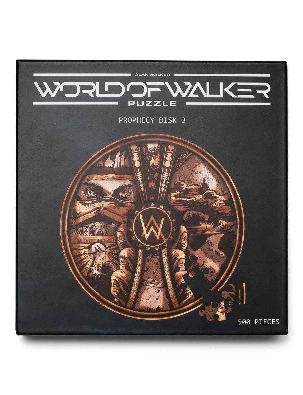 Alan Walker World of Walker Puzzle Prophecy Disk 3 box front with the carved bronze prophecy disk illustration