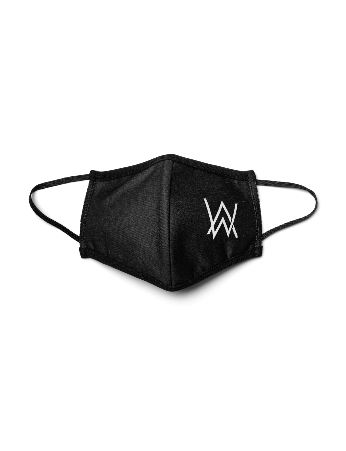 Alan Walker Core Logo Face Mask in black with a white AW logo and stretch ear loops