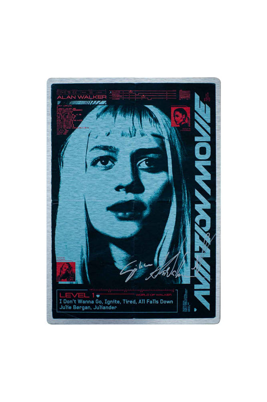 Alan Walker Aviation Movie Aluminum Plaque Level 1, blue metal plate with a portrait and Level 1 track list