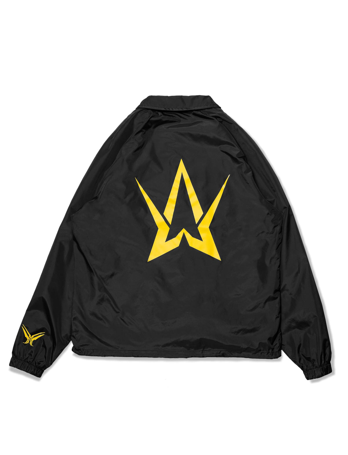 Alan Walker Walkerverse Crew Jacket back flat lay with the large yellow Walker star emblem on black